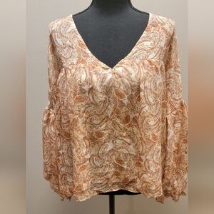 Karlie Paisley Blouse - Cream and Brown